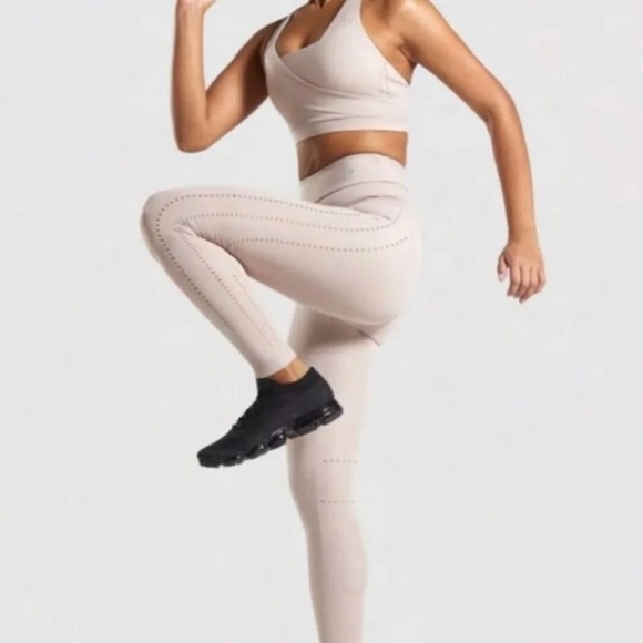 Gymshark Laser Cut Tights Taupe Medium - Picture 5 of 10